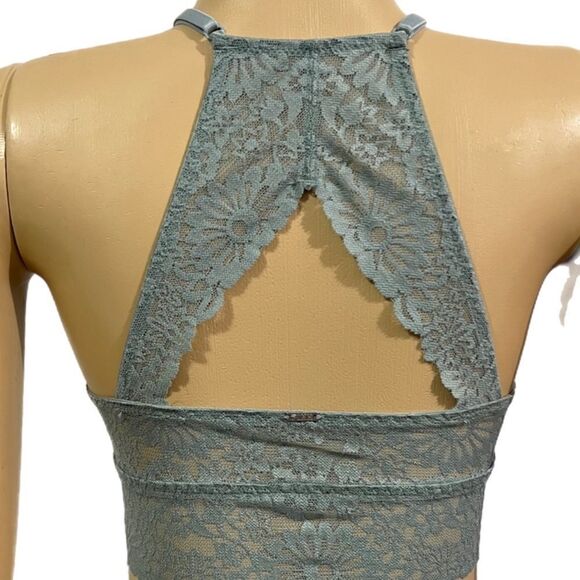 Victoria’s Secret Pink push up padded High Neck lace underwire bralette bra Sage - Picture 3 of 4